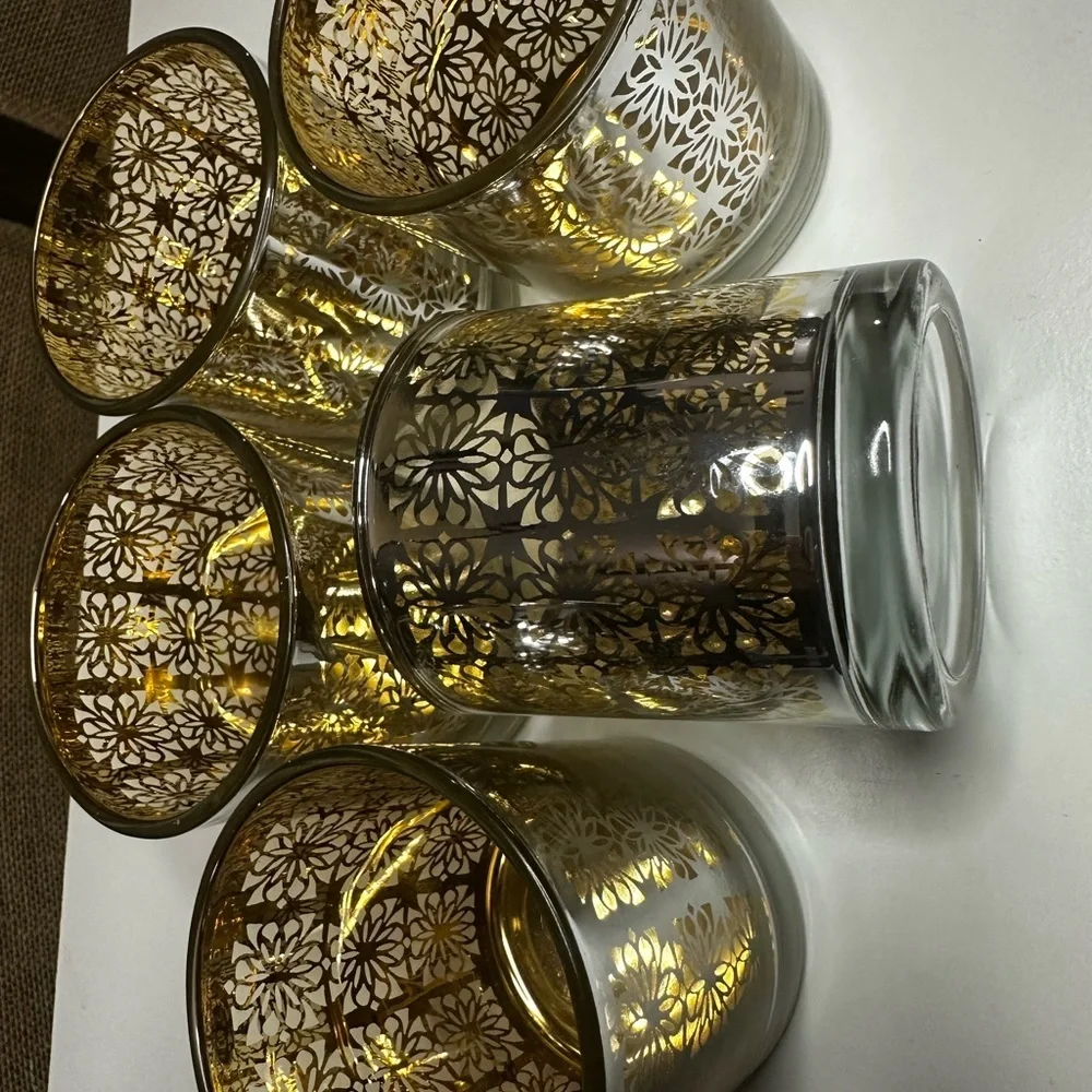5 Crate and Barrel Raj Votive Gold/Silver